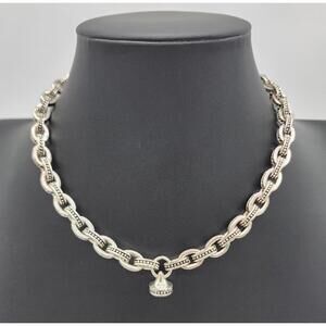 Vintage Marked Napier Silver Tone Beaded Link Chain Necklace 16–19" Adjustable